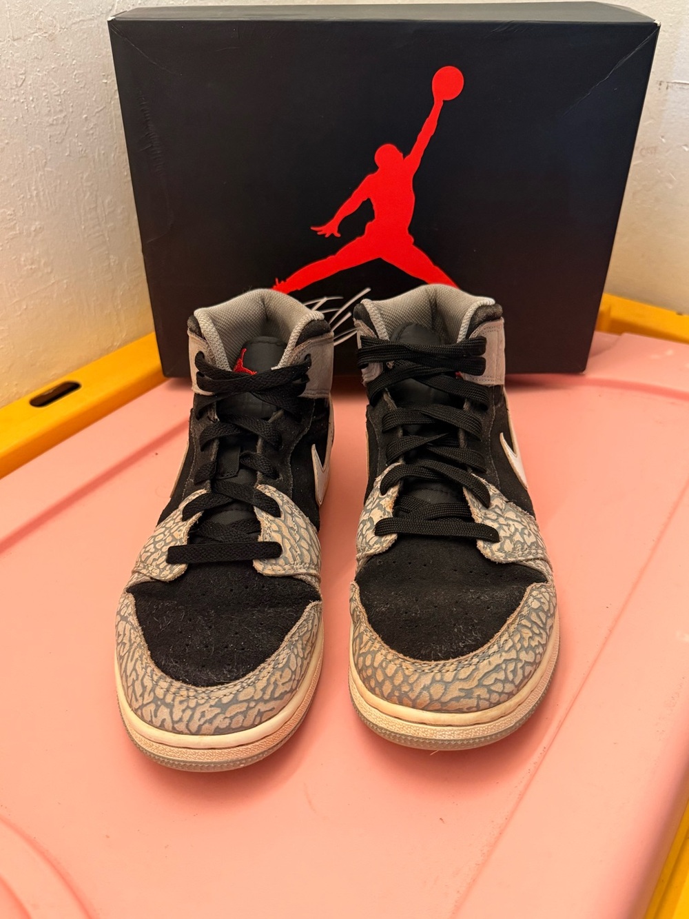 Jordan High-Top Sneakers in Black, Gray and Red
